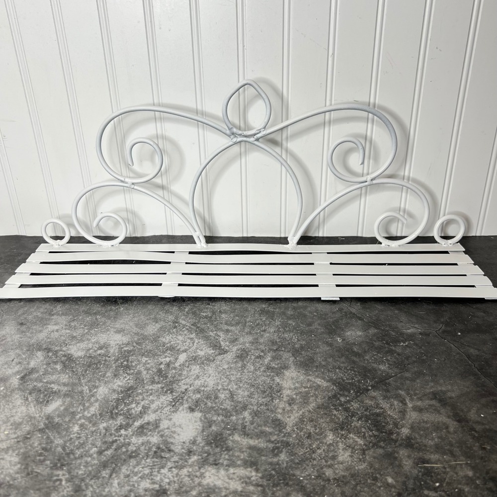 Vintage White Metal Wall Shelf with Scrollwork | Shabby Chic Cottage